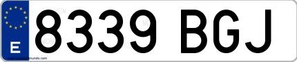 Ejemplo de matrícula española 8339 BGJ