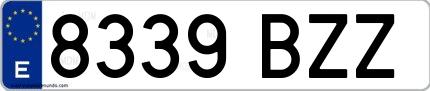 Ejemplo de matrícula española 8339 BZZ