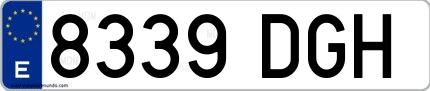 Ejemplo de matrícula española 8339 DGH