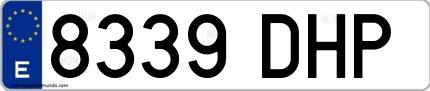 Ejemplo de matrícula española 8339 DHP