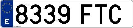 Ejemplo de matrícula española 8339 FTC
