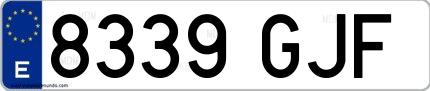 Ejemplo de matrícula española 8339 GJF