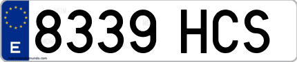 Ejemplo de matrícula de coche ordinaria 8339 HCS