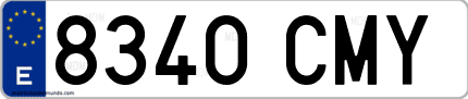 Ejemplo de matrícula de coche ordinaria 8340 CMY