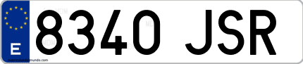 Ejemplo de matrícula de coche ordinaria 8340 JSR