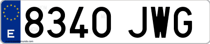 Ejemplo de matrícula de coche ordinaria 8340 JWG