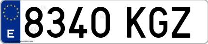 Ejemplo de matrícula española 8340 KGZ