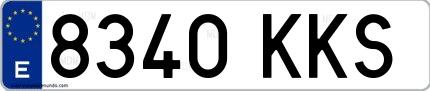 Ejemplo de matrícula española 8340 KKS