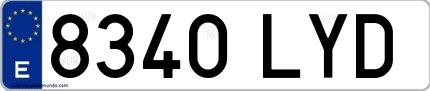 Ejemplo de matrícula española 8340 LYD