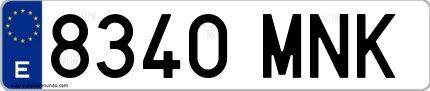 Ejemplo de matrícula española 8340 MNK