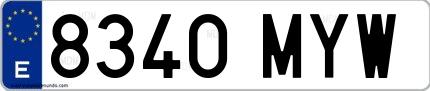 Ejemplo de matrícula española 8340 MYW