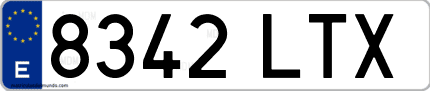 Ejemplo de matrícula de coche ordinaria 8342 LTX
