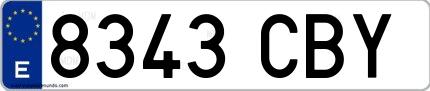 Ejemplo de matrícula española 8343 CBY