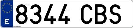 Ejemplo de matrícula española 8344 CBS