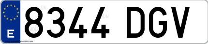 Ejemplo de matrícula española 8344 DGV