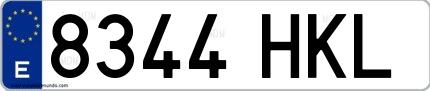 Ejemplo de matrícula española 8344 HKL