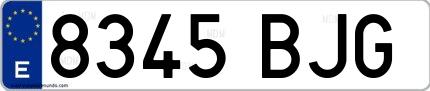 Ejemplo de matrícula española 8345 BJG