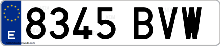 Ejemplo de matrícula de coche ordinaria 8345 BVW