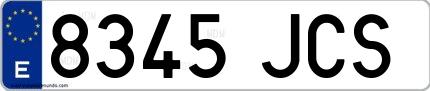 Ejemplo de matrícula española 8345 JCS