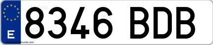 Ejemplo de matrícula española 8346 BDB