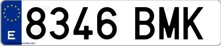 Ejemplo de matrícula española 8346 BMK
