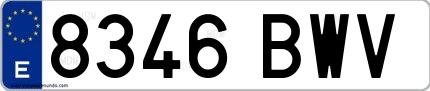 Ejemplo de matrícula española 8346 BWV