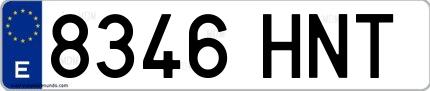 Ejemplo de matrícula española 8346 HNT