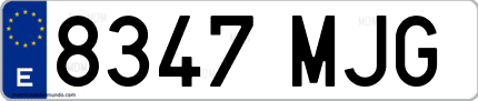 Ejemplo de matrícula de coche ordinaria 8347 MJG