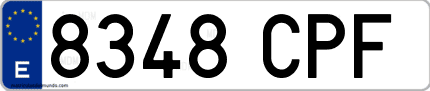 Ejemplo de matrícula de coche ordinaria 8348 CPF