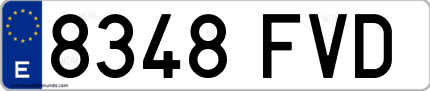 Ejemplo de matrícula de coche ordinaria 8348 FVD