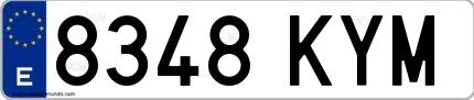 Ejemplo de matrícula española 8348 KYM