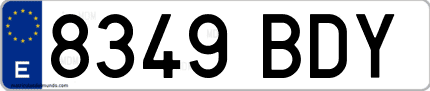 Ejemplo de matrícula de coche ordinaria 8349 BDY