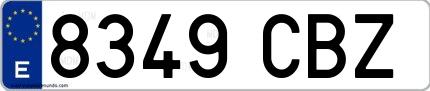 Ejemplo de matrícula española 8349 CBZ