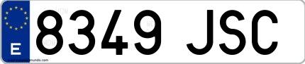 Ejemplo de matrícula española 8349 JSC