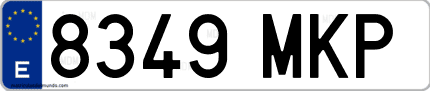 Ejemplo de matrícula de coche ordinaria 8349 MKP