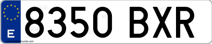 Ejemplo de matrícula de coche ordinaria 8350 BXR