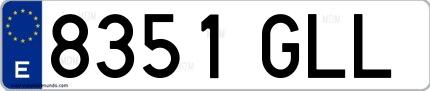 Ejemplo de matrícula española 8351 GLL