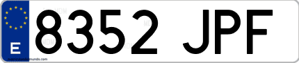 Ejemplo de matrícula de coche ordinaria 8352 JPF