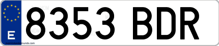 Ejemplo de matrícula de coche ordinaria 8353 BDR