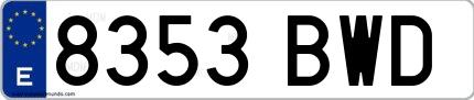 Ejemplo de matrícula española 8353 BWD