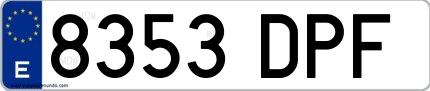 Ejemplo de matrícula española 8353 DPF