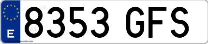 Ejemplo de matrícula española 8353 GFS