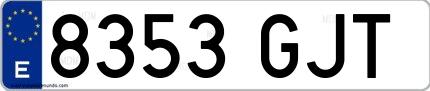 Ejemplo de matrícula española 8353 GJT