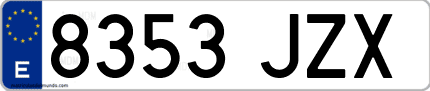 Ejemplo de matrícula de coche ordinaria 8353 JZX