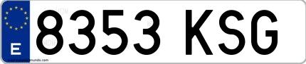 Ejemplo de matrícula española 8353 KSG