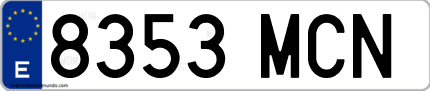 Ejemplo de matrícula de coche ordinaria 8353 MCN