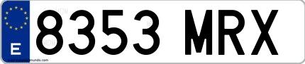 Ejemplo de matrícula española 8353 MRX
