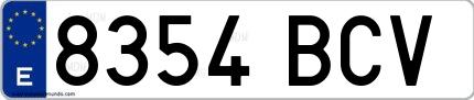 Ejemplo de matrícula española 8354 BCV