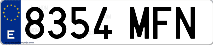 Ejemplo de matrícula de coche ordinaria 8354 MFN