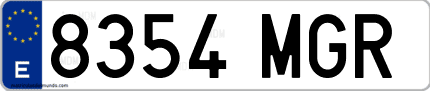 Ejemplo de matrícula de coche ordinaria 8354 MGR